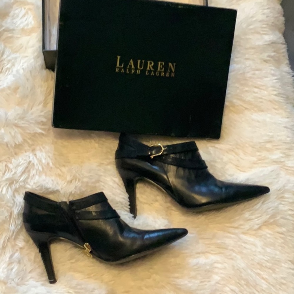 Black Ralph Lauren booties 8B, gold hardware